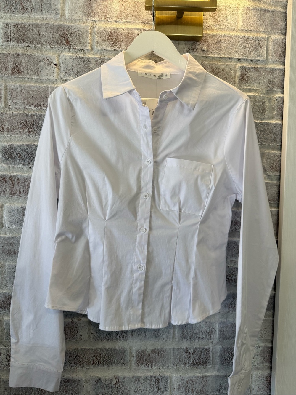 NWT Altar’d State White Button-Up Shirt